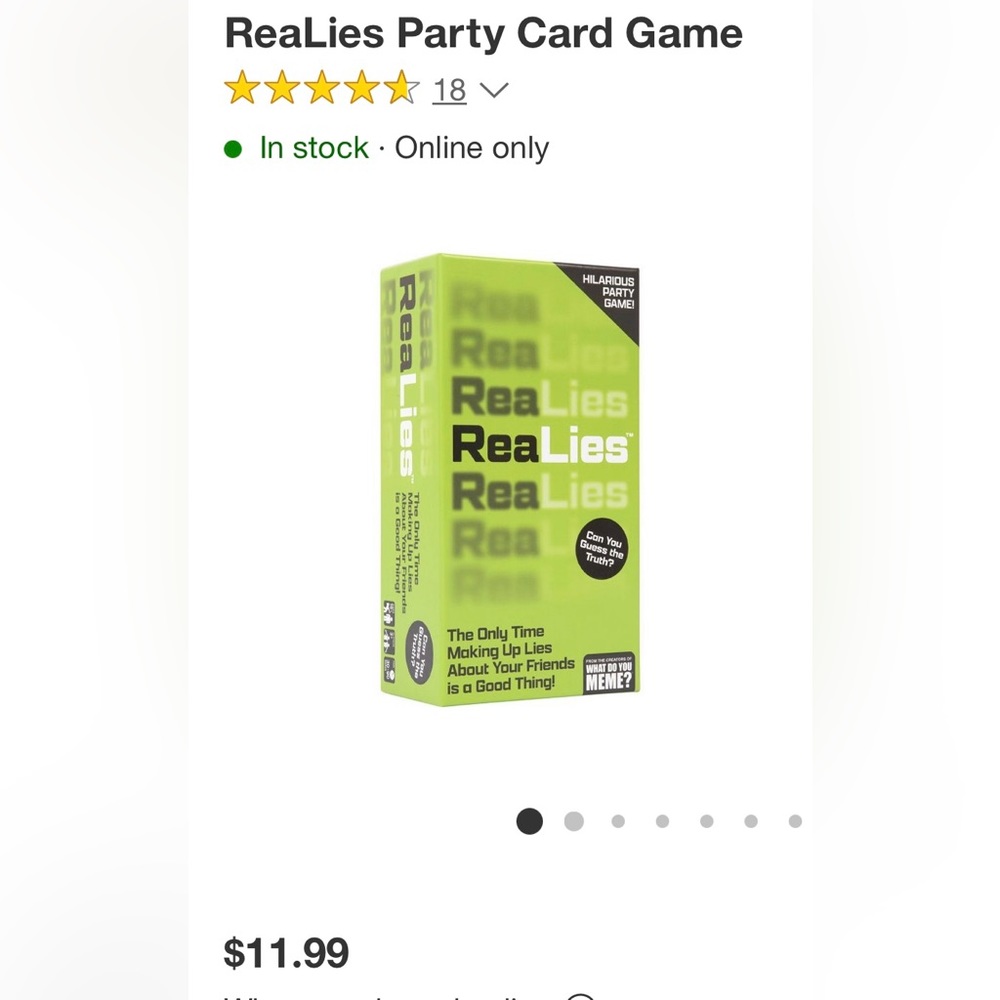 🆕 ReaLies Hilarious Party Game. NIB. NWT.